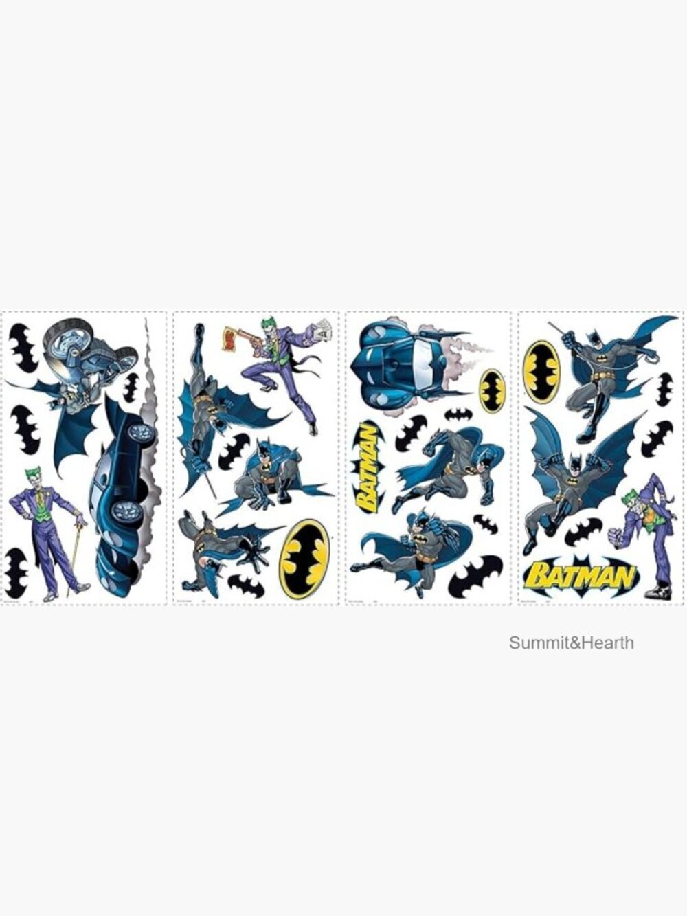 31-Piece Repositionable Wall Decal Set, Self-Adhesive Batman Theme